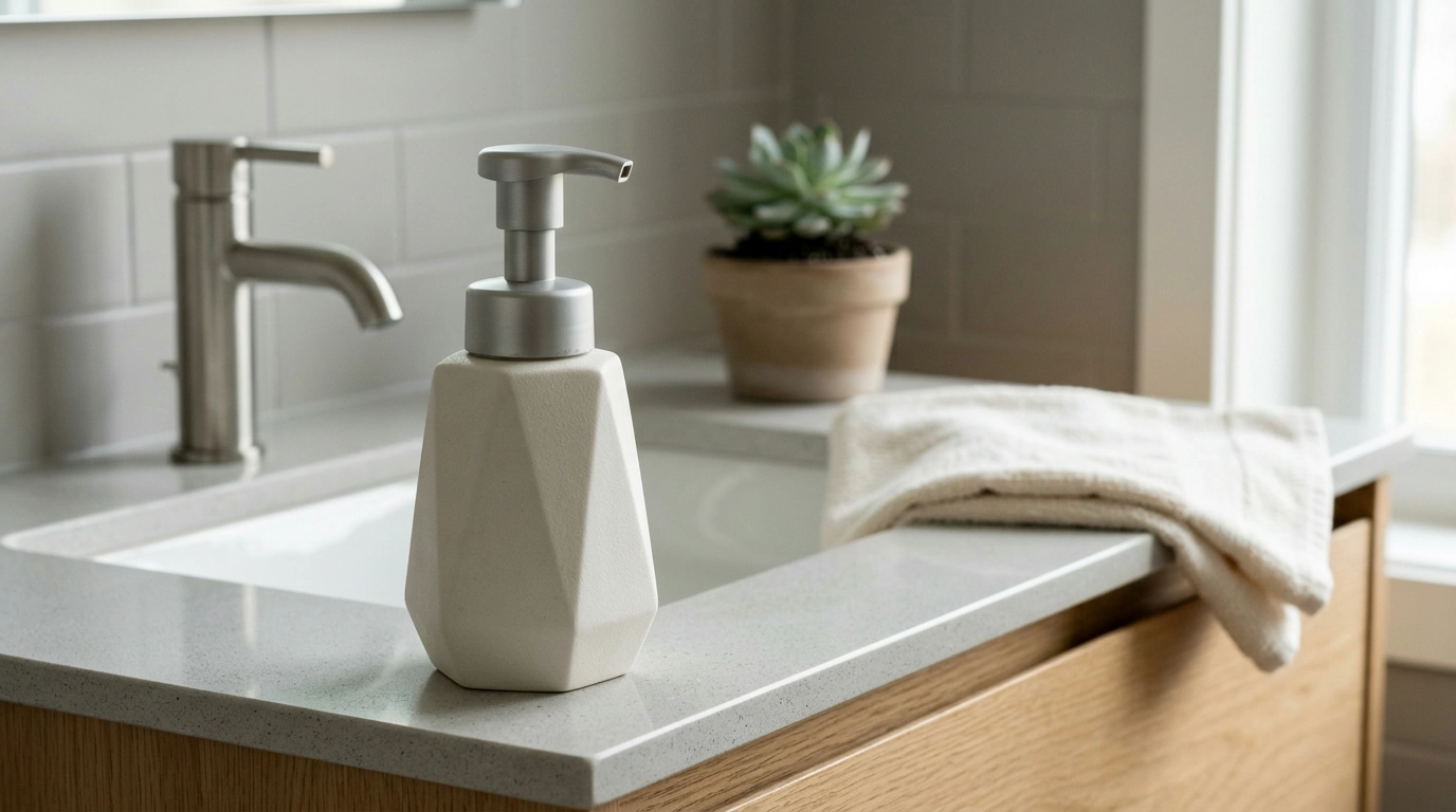 Sleek Geometric Ceramic Foaming Soap Dispenser (Refillable)
