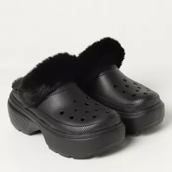 Cozy Crocs Women’s Black Slippers with Grippy Rubber Sole
